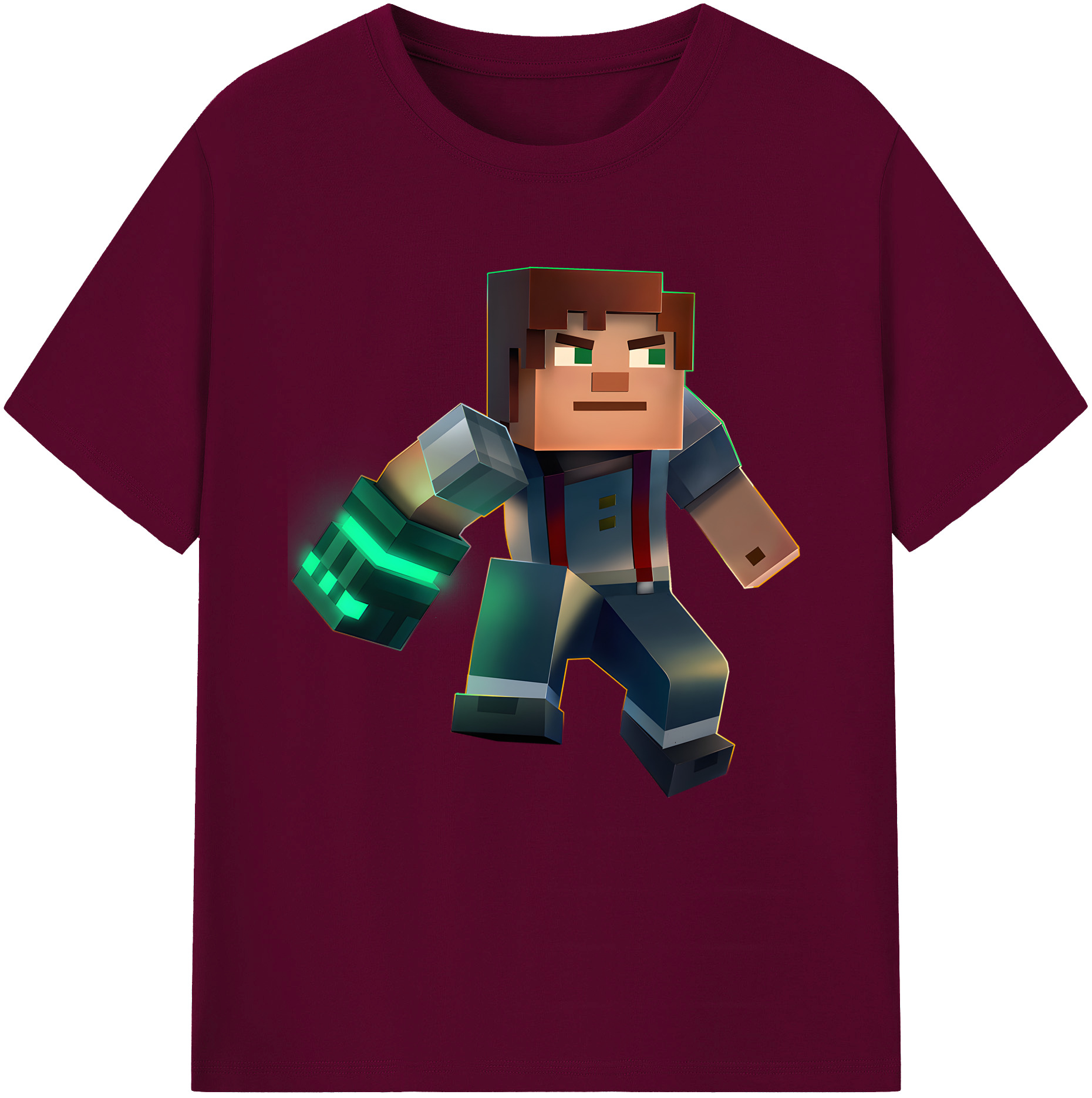 （画像用） マインクラフト ブロックの世界 Minecraft MC Block world レディースカジュアルプリントTシャツ（綿100％）